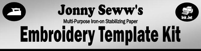 Jonny Seww's Multi-Purpose Iron-On stabilizing Paper Embroidery Template Kit